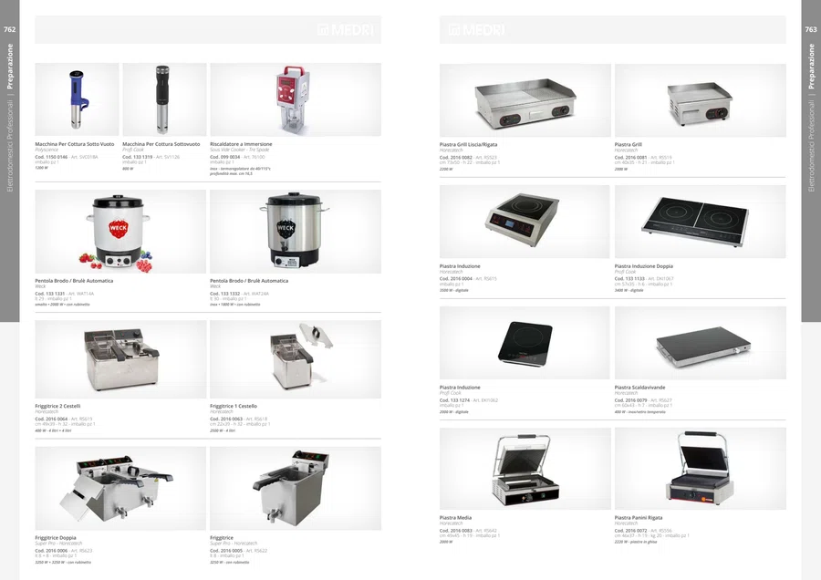 Pagina 382 del catalogo relativa a Friggitrice 1 Cestello Horecatech 2016 0063, codice 2016 0063