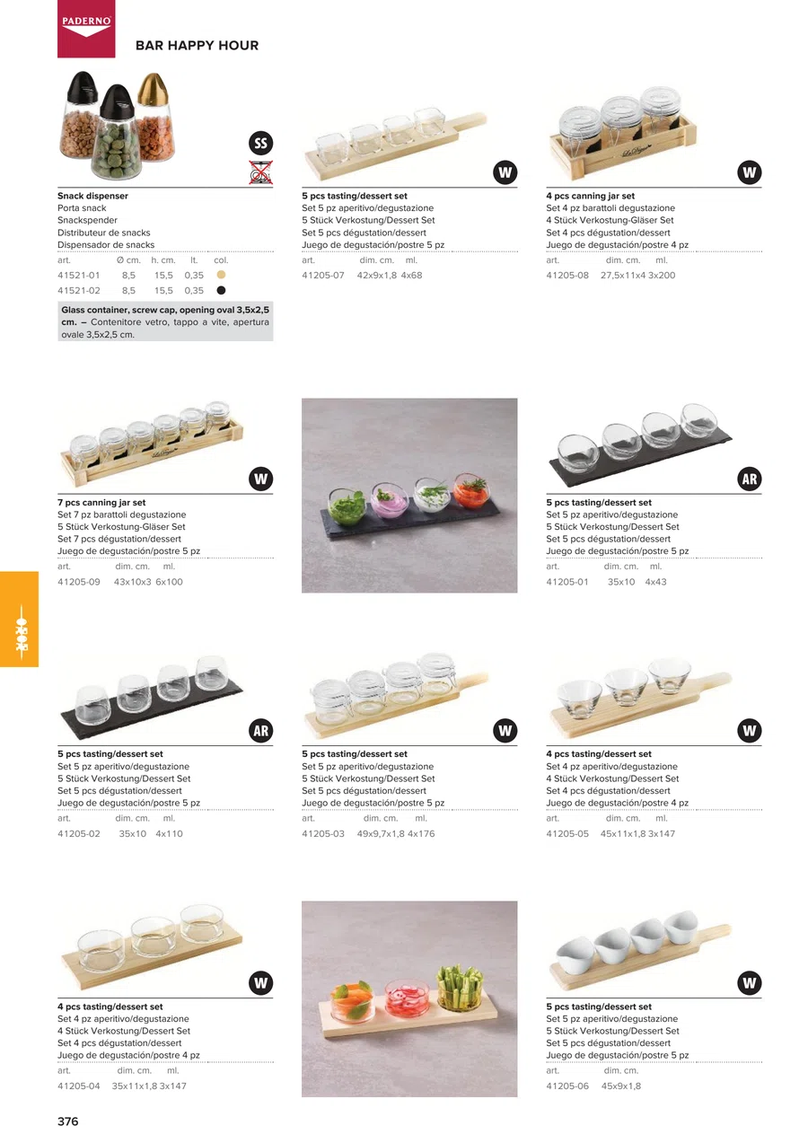Pagina 378 del catalogo relativa a 4 pcs tasting/dessert set, codice 41205-05