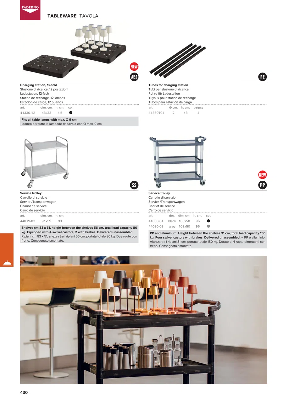 Pagina 432 del catalogo relativa a Carrello di servizio, codice 44030-03