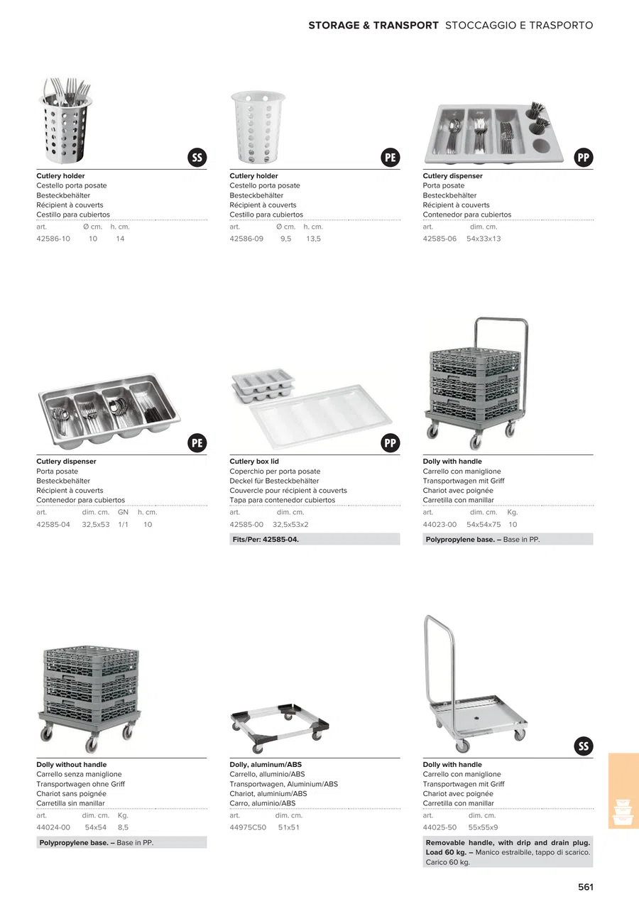 Pagina 563 del catalogo relativa a Carrello con maniglione, codice 44025-50