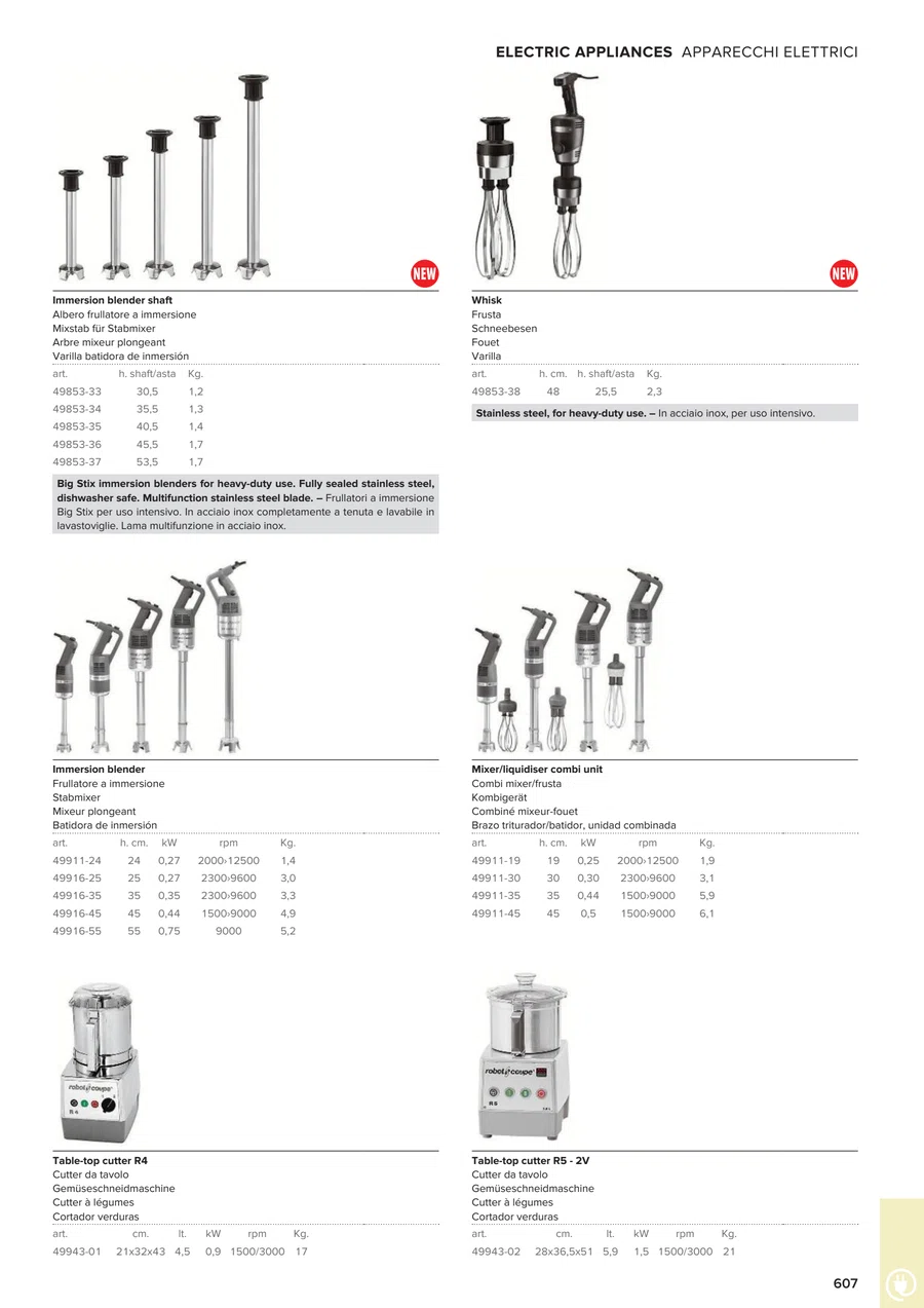 Pagina 609 del catalogo relativa a Albero frullatore a immersione, codice 49853-33